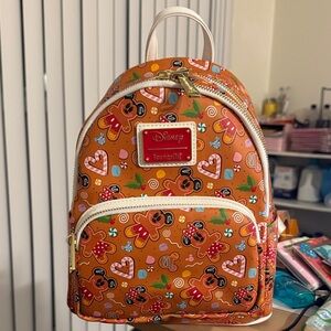 Loungefly Disney Gingerbread Backpack and Minnie Ears - Candy Cane Hearts